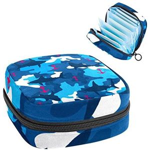 Servet Opbergtas Sanitair, Draagbaar Maandverband Opbergzakje, Rose Anker Navy Shark Blue Camo, Meerkleurig, 4.7x6.6x6.6 in/12x17x17 cm