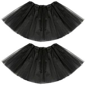 TUONYIS 2 stuks tutu-rokken voor meisjes, gelaagde dansrok, kinderprinsessenjurk, balletdanskostuums, zwarte tutu voor Halloween, verjaardag, themafeest