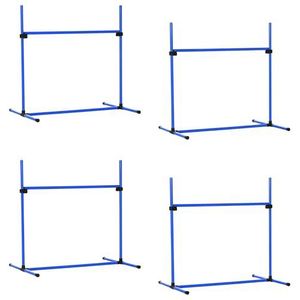 PawHut Behendigheid hordenset slalomstokset honden 4 x horden oefening incl. tas blauw D07-018BU