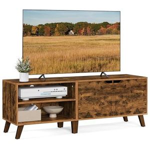 VASAGLE tv-meubel, tv-tafel met 2 deuren, tv-plank voor tv's tot 60 inch, tv-kast met verstelbare planken, voor woonkamer, eetkamer en slaapkamer, vintage bruin LTV027X01