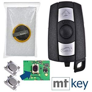 Autosleutel draadloze afstandsbediening vervanging 3 toetsen behuizing + microknop + accu compatibel met BMW