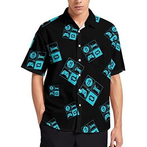 Eat Sleep Play Video Game Heren T-shirt met korte mouwen casual button down zomer strand top met zak