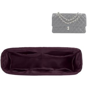 DGAZ Silk Bag Organiser Insert Fits Chanel CF Classic Flap Handbag，Silky Smooth Bag Organiser, Luxury Handbag & Purse Shaper (Burgundy, Jumbo 30)