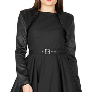 BlackButterfly Formeel Satijn Lang Mouw Bolero Shrug (Zwart, S)