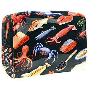 Make-uptas PVC toilettas met ritssluiting waterdichte cosmetische tas met zeevoeding zalmfilet Calamari kaviaar mosselen krabben oesters haaivlees voor vrouwen en meisjes