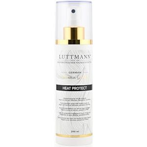 LUTTMANN® Heat Protect Spray 200 ml – hittebeschermingsspray met biologische - arganolie voor extensions, pruiken, haarstukjes en eigen haar - Made in Germany