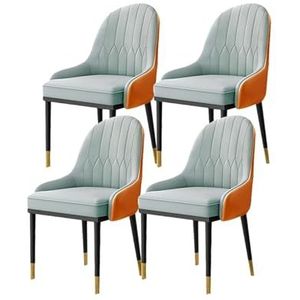 Moderne eetkamerstoelen set van 4, Scandinavische eetkamerstoel, lichte luxe keuken woonkamer stoelen PU lederen stoel met hoge rugleuning