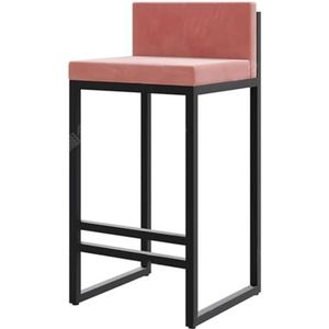 Barkrukken Bistrokruk Barstoelen Fluwelen Barkrukken Zwart Ijzeren Barstoel Hoge Kruk Voor Restaurants Eetkamerstoel Barkruk Keukenstoelen(Pink,55cm/21.7"")