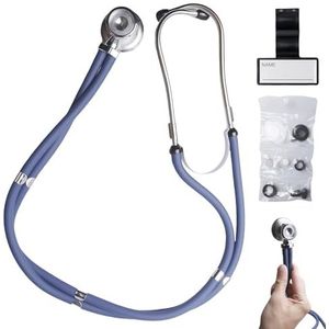WIYETY Multifunctionele stethoscoop met dubbele kop, roestvrij staal, cardiologie, stethoscoop voor artsen, verpleegsters, medische studenten (blauw)