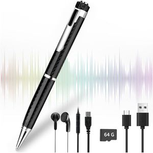 Dicteerapparaat - 64 GB - Draagbaar Opnameapparaat - Ruisonderdrukking - Digitaal voor Interview en Vergadering