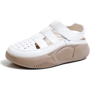 kumosaga Mode-sneakers van leer met hol platform for dames, orthopedische sandalen met gesloten neus, ademende, casual antislip-wandelschoenen met enkelbandje for de zomer (Color : White, Size : EU3