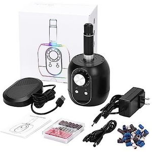 Nagelvijl elektrisch, 35000 RPM nagelboormachine, professionele elektrische manicuremachine, freessnijder, kunst elektrische nagelvijlsets for manicure(Nero)
