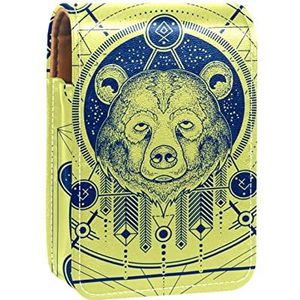 'Retro mooie lipgloss houder lippenstift case draagbare mini lippenstift opbergdoos reizen lippenstift organizer case met spiegel voor vrouwen, Meerkleurig, 9.5x2x7 cm/3.7x0.8x2.7 in