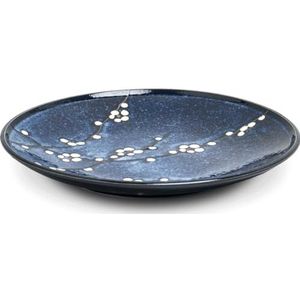 Luxe - Borden set - Hana blauw - Edo japan - Ø25,5 cm - Porselein borden - Keramische - Grote - Diepe borden - Dinerborden - Eetborden - Ontbijtborden - Japanse borden - Japans servies - Serviesset