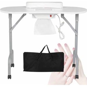 PP-Vic Opvouwbare Manicure -Tabel, Manicuretafel Met Stofcollector, Professionele Salon Spa Manicure Tabel, Mobiele Draagbare Manicuretafel, Manicure -Apparatuur,Wit