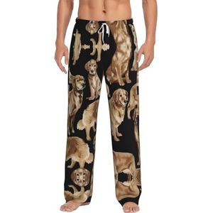 Golden Retrievers Lange Lounge Wear Broek Nachtkleding Pyjama Bottoms Nachtkleding Nachtkleding Nachtkleding Met Zakken En Trekkoord, Wit, S