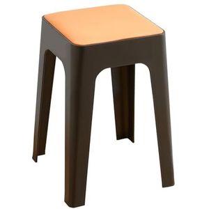 Living room Chairs，Chair for Bedroom，thickened plastic stool for home use, modern and simple, stackable and comfortable to sit on(Black+Orange)