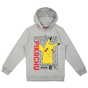 Pokémon capuchontrui, hoodie, voor jongens en meisjes, ontwerp Pikachu, grijs, 116