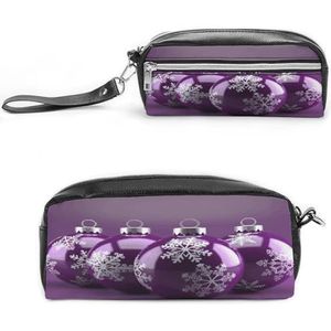 MNVTSKOP Paarse Kerst Bal Make-uptas Kleine Cosmetische Reistas Draagbare Briefpapier Organizer voor Vrouwen Leraar