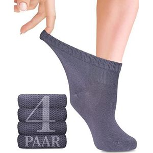 Diabetiker bamboesokken met lycra voor Dames: Zonder naad aan de aanzet van de teennagels, Enkelhoog; hoog draagcomfort; voor business en vrije tijd; geschikt voor Zwangere vrouwen en Senioren; 4 paar (Grijs, 39-42)
