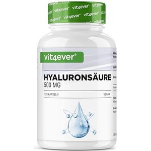 Acide hyaluronique - 120 gélules contenant 500 mg d'hyaluron pour 4 mois - 500-700 kDa - Issu de la fermentation végétale - Sans additifs indésirables, hautement dosé, végétalien