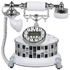 Telefoon Glas Europese Telefoontoestel Baksteen Machine Thuis Vaste Retro Telefoon Creatieve Vintage Antieke Mode (Wit)