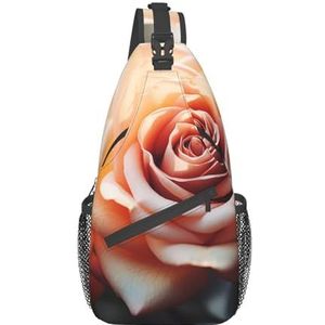 VducK Sling Bag voor Vrouwen Mannen Winter Sneeuwman Print Crossbody Schoudertas Borst Schouder Rugzak Reizen Wandelen Dagrugzak, Vintage Rose Bloeit, Eén maat