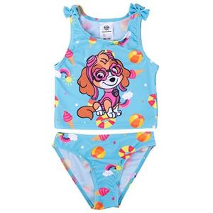 Paw Patrol badpak tankini met strikken voor meisjes - Skye 2-delig badpak voor kinderen, blauw, 110 cm-116 cm