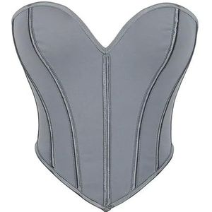 Corsettops for dames - Shapewear Overbust Lingerie Renaissance Design for dagelijks gebruik of speciale gelegenheden(Gray 2pcs,XL)