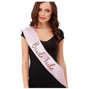 Bride Tribe Sash, Pink & Gold, with Scalloped Edge