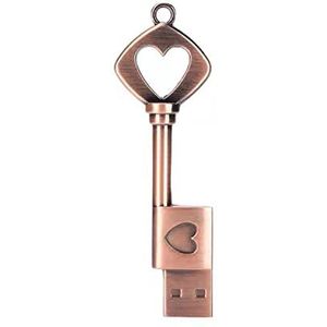 FeliSun Hart Vorm Pendrive Metalen USB Flash Drive USB Stick Brons Flash Disk 16 GB 32 GB 64 GB U Schijf met Sleutelhanger 16GB Sleutel
