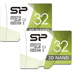 Siliciummacht 32GB Dual Pack Hoge snelheid MicroSD Kaart met Adapter