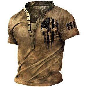 XUNGHO Tactische outdoor-T-shirts voor heren, korte mouwen, T-shirt met V-hals en knopen, ademend, # 24, L