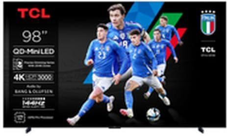 TCL 98C7K 98 inch QD-Mini LED-tv, 4K HDR Premium 3000, Smart Google TV met 144Hz Motion Clarity Pro (Dolby Vision IQ & Atmos, CrystGlow HVA Panel, Audio van Bang & Olufsen, Game Master)