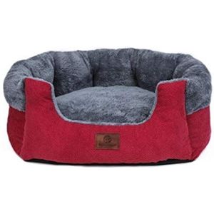 Wudimaoyiyouxian Huisdier Bedden, Super Comfy Velvet Fleece Nest Model Ronde Vorm Hondenbedden, Kattengrot Voor Honden En Katten Anti Skid Katoen Materiaal, 45 x 45 x 20 cm, Red Corduroy