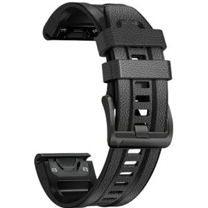 22mm 26mm QuickFit Armband Strap fit for Garmin Fenix ​​6X 6 Pro 7X 7 5 5X Plus 935 945 965 Mk2i Mk2 Lederen Siliconen Smart Horlogeband (Color : Carbon ash, Size : Quickfit 26mm)