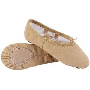 Balletschoenen, Platte canvas balletschoenen, Balletoefeningschoenen met zachte zool, Gymnastiekschoenen for dames, Balletoefening (Color : Tan, Size : 30)