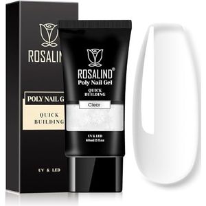 ROSALIND Transparant Poly Nail Gel, Duidelijk Kleur 60ml, UV LED Lamp Gebruikbaar, Clear Color UV Nagellak, 1st