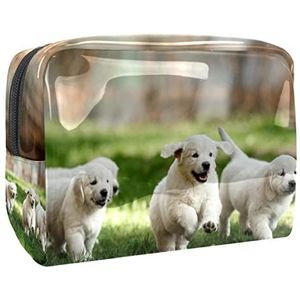 Hond Pet Puppy Print Reizen Cosmetische Tas voor Vrouwen en Meisjes, Kleine Waterdichte Make-up Tas Rits Pouch Toiletry Organizer, Meerkleurig, 18.5x7.5x13cm/7.3x3x5.1in, Modieus