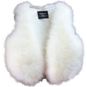 Vrouwen Faux Fur Gilet Vest Jas Winter Warm Mouwloos Jas Korte Vest Plain Shaggy Body Warmer, Wit, S