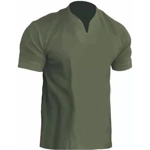 Heren T-shirt met korte mouwen V-hals Zomer Effen kleur Casual Mode Basic Top Effen kleur Eenvoudig POLO-shirt(7,3XL)