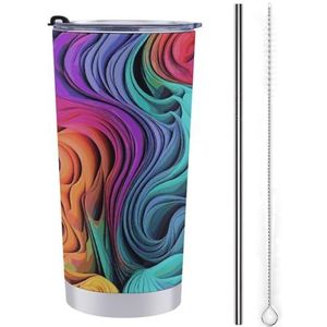 LHDGSJE Kleurrijke ding geïsoleerde beker herbruikbare roestvrijstalen mok reizen koffiemok lekvrij grote capaciteit auto beker geïsoleerde waterfles past in auto bekerhouder