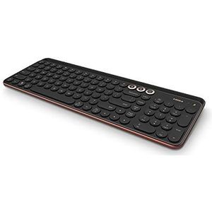 MIIIW K02 Dual Mode Draadloos Bluetooth-toetsenbord, universeel toetsenbord (BT 4.0+2.4GHz USB) met 102 toetsen ronde toetsdoppen, schaarschakelaar, ingebouwde houder, ergonomisch ontwerp voor Windows