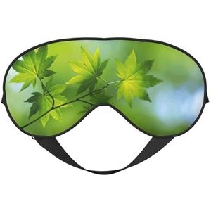 Zacht ademend slaapmasker met groene natuurprint, lichtblokkering, verstelbare riem, slaapmasker voor reizen, nachtwerk, kantoor