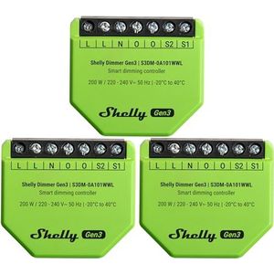 SHELLY - Inbouwdimmer Gen3 - 3 Stuks - Intelligente Dimmer - Wifi en Bluetooth