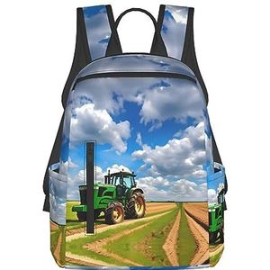 OdDdot Wereldoorlog 2 Vliegtuigen Vliegtuig Print Rugzak Lichtgewicht Reizen Casual Dagrugzak Laptop Rugzak Voor Mannen Vrouwen, Tractor onder blauwe hemel en witte wolken, Eén maat