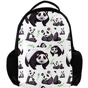 Panda Spelen met Bamboe Patroon Gepersonaliseerde Rugzak voor vrouwen en man School reizen werk Rugzak, Meerkleurig, 27.5x13x40cm, Rugzak Rugzakken
