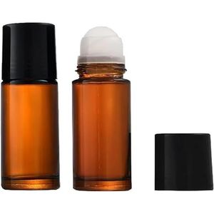 Junfamilee 2 stuks bruine 50 ml glazen etherische olie rolflessen, geurrolflessen rollen op lege deodorantcontainers rollerball voor accessoires. Hervulbare containers
