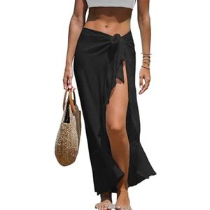 Sarong Wraps voor Vrouwen Midi Ruche Zwarte Sarong Verstelbaar One Size Dames Strand Cover Up Bikini Badpak Strand Cover Up Rok Badpak Wrap voor Strand Zwembad Beach Rok Womens Strand Cover Up Co
