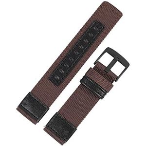 Chlikeyi Horlogebandje van nylon, leer, 20 mm, 22 mm, snelsluiting, reservearmbanden voor mannen en vrouwen, Bruin, 20 mm, strepen